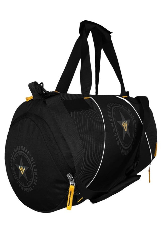 WILD MODA 40L Multi-Pockets Sport Travel Duffle Bag - Sleek & Durable Essential Gym, Travel & Sports Bag for Men & Women with Shoe Pocket (Black & Yellow) - Image 1